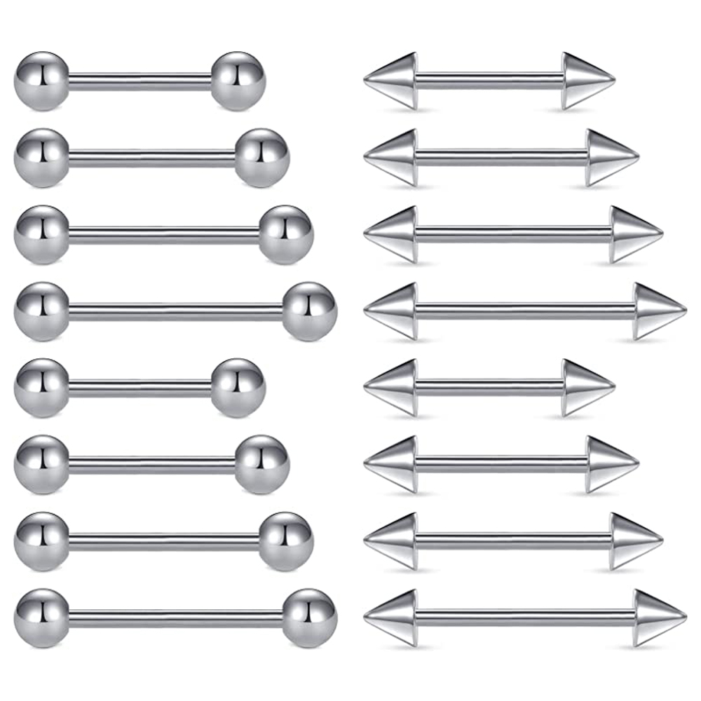 Tongue Barbell Straight - 16 шт., 14 г, кольца для