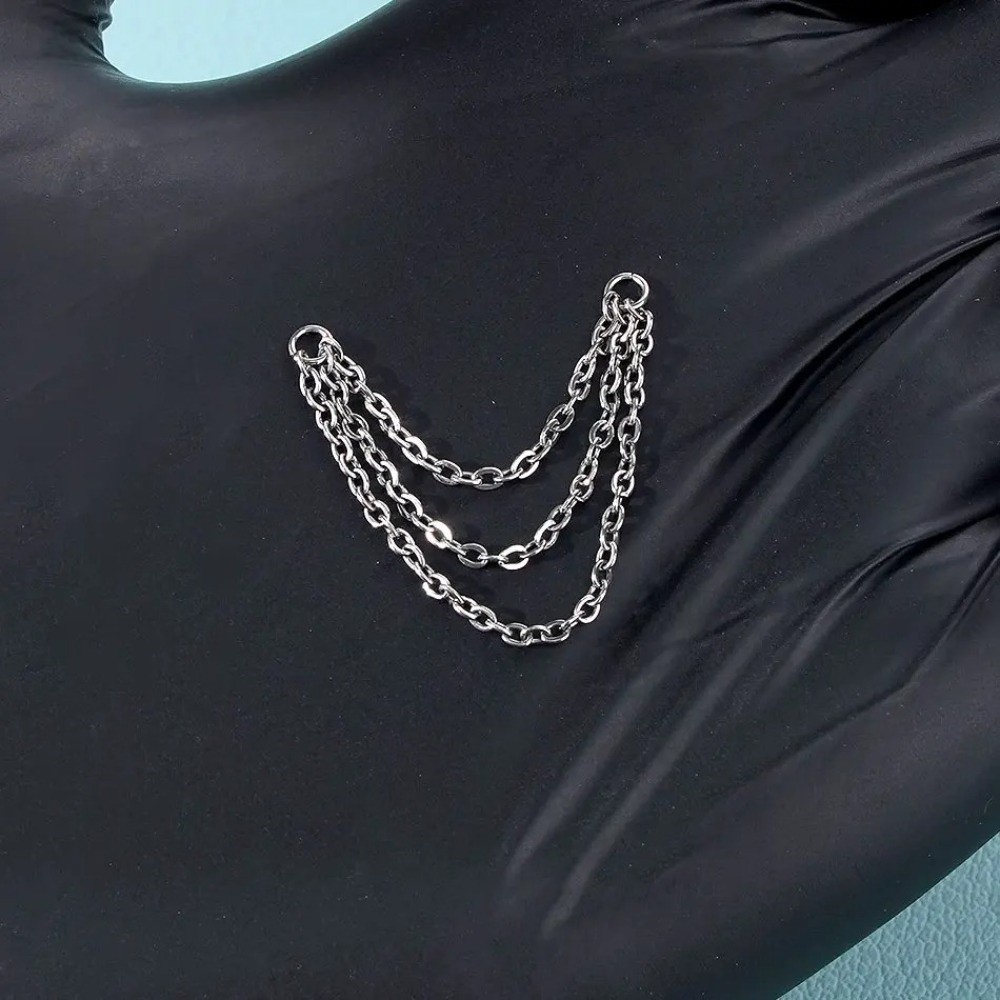 Body Jewelry Labret - Модная титановая цепочка для носа, двойная