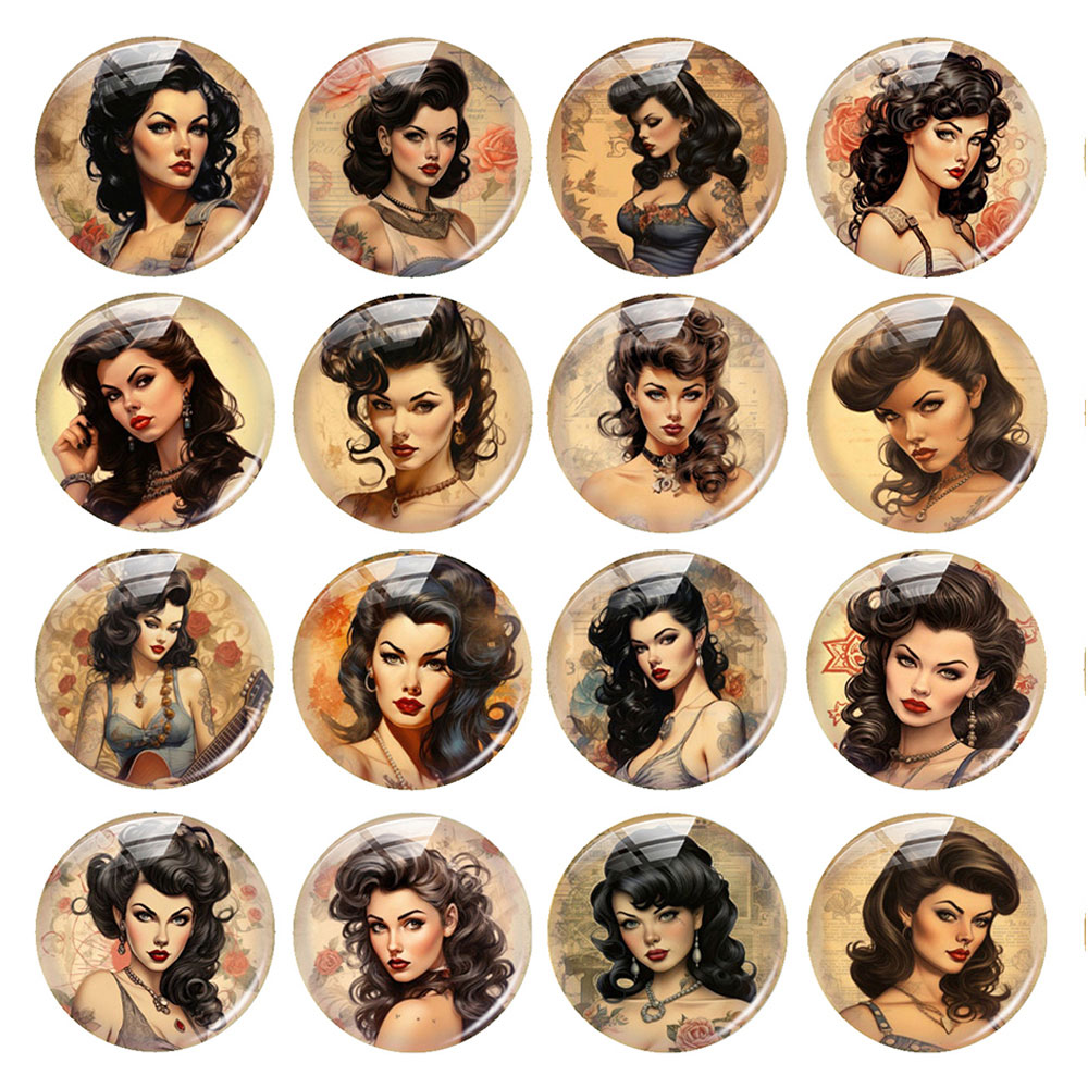 Body Jewelry Stickers - Случайные смешанные круглые/овальные/квадратные винтажные стеклянные кабошоны