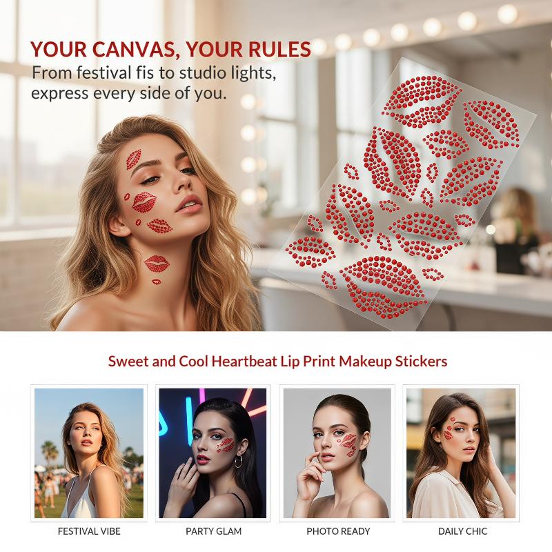 Body Jewelry Stickers - 1 лист реалистичных красных наклеек-страз в