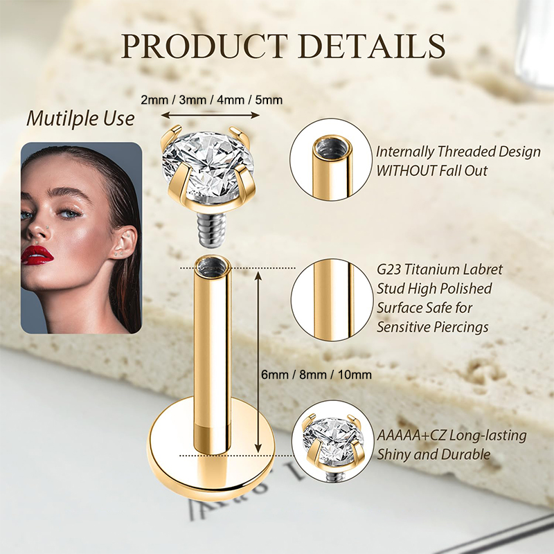 Серьги-гвоздики из титана 16G  – обзор и цена Body Jewelry Labret