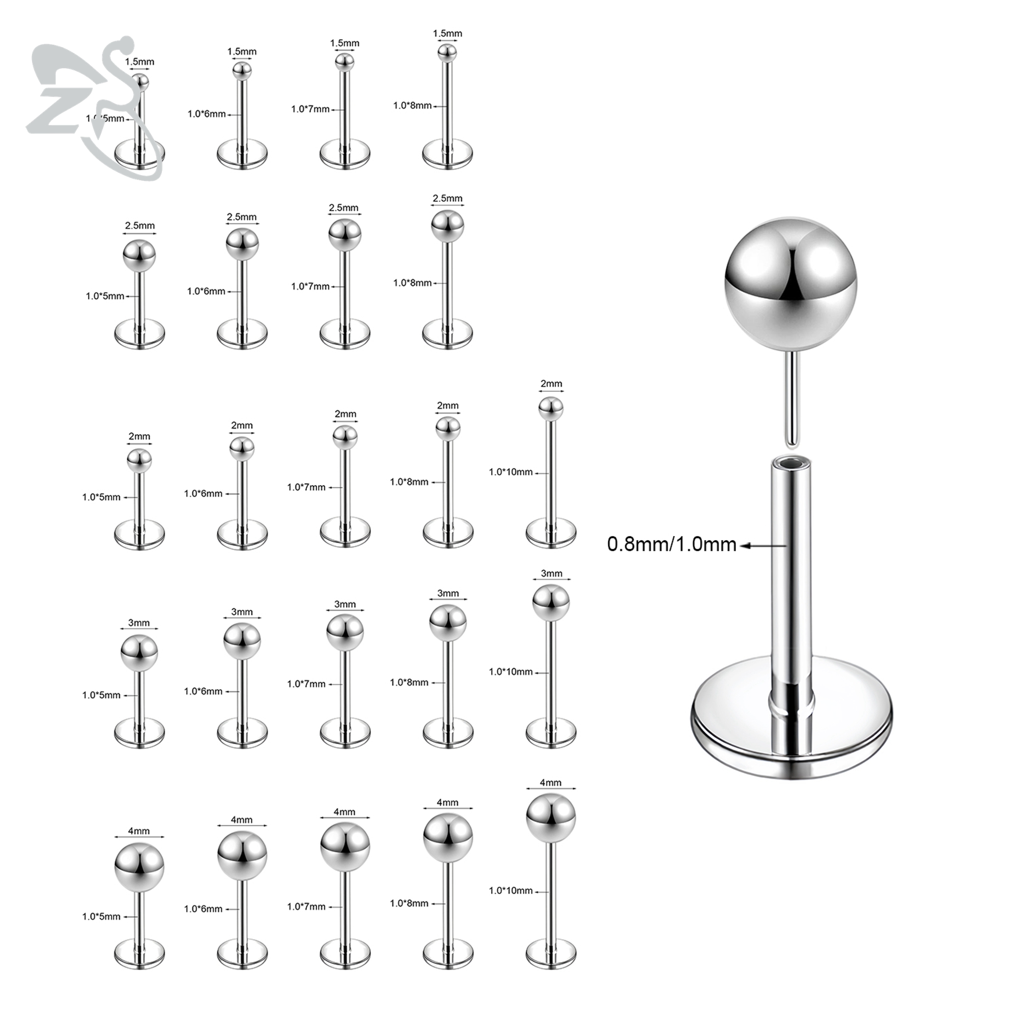 ZS 10 шт./лот, стиль 18/20 г,  – обзор и цена Zs Body Jewelry