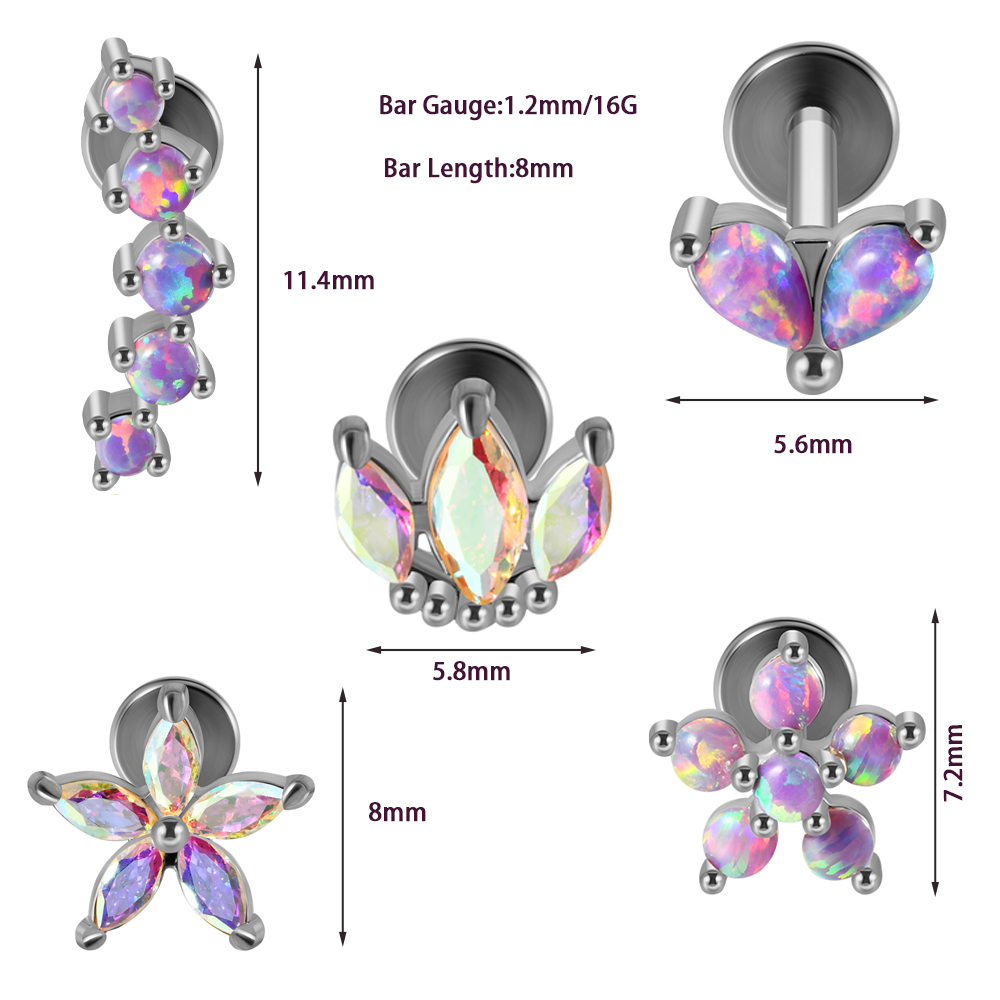 1 шт., нержавеющая сталь, опал – обзор и цена Body Jewelry Labret
